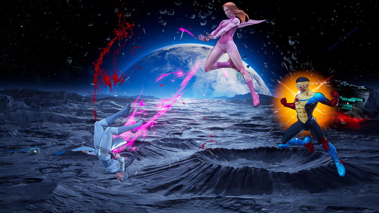 Invincible VS builds its 3v3 tag fighting around comic-book impact.