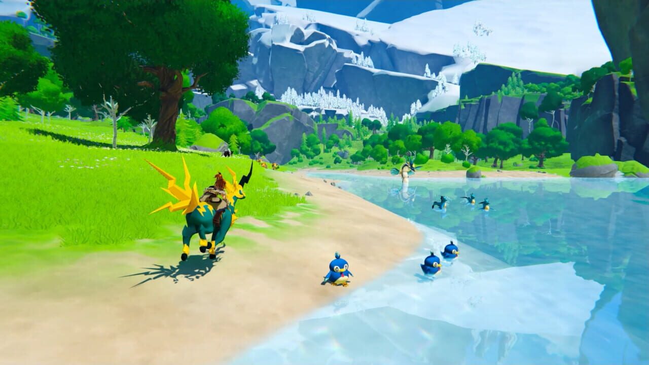 Exploration and creature combat sit on top of Palworld's survival loop.
