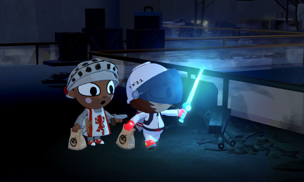 Costume Quest screenshot: trick-or-treating through the neighbourhood on Halloween night