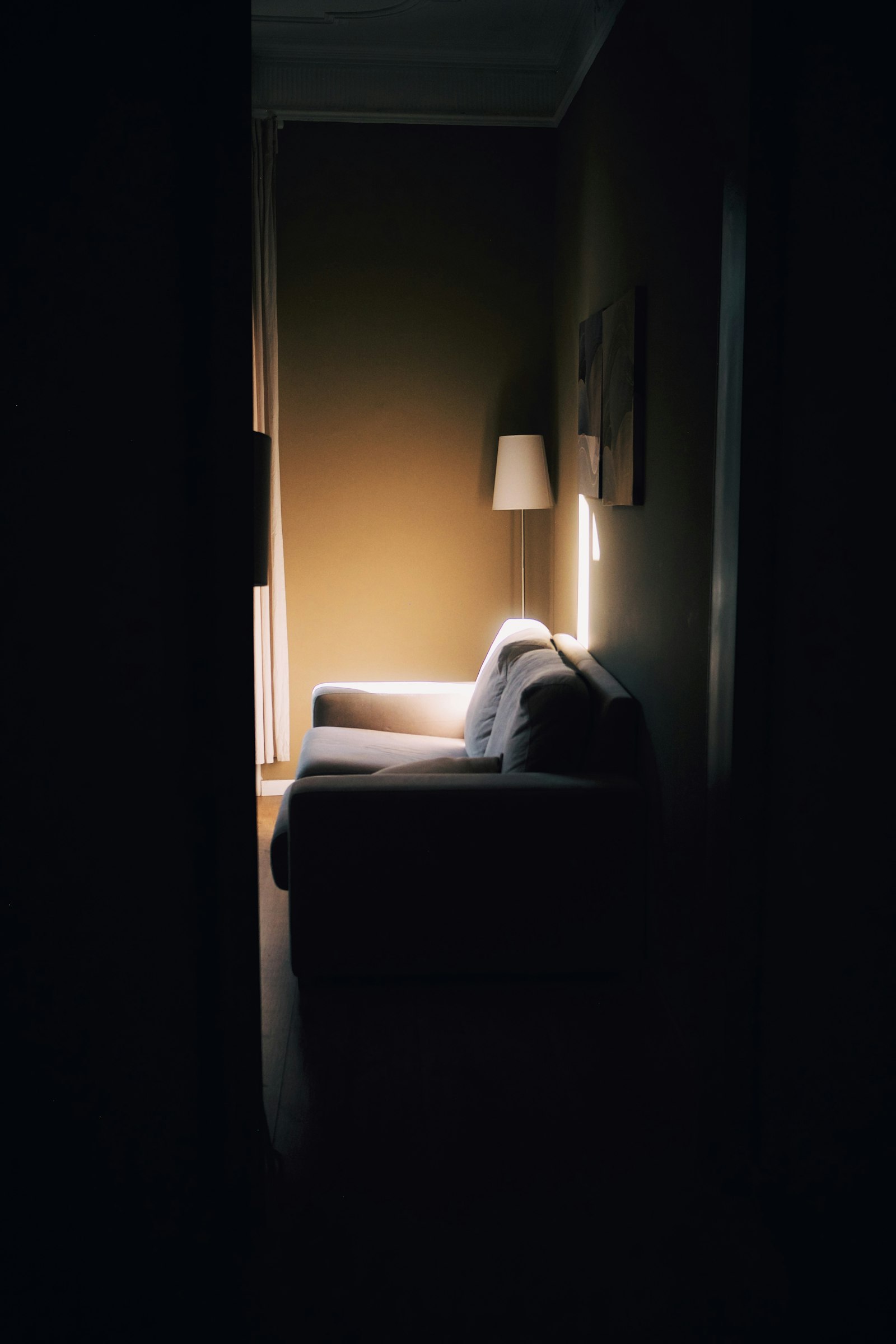 A dimly lit living room after a long evening of play