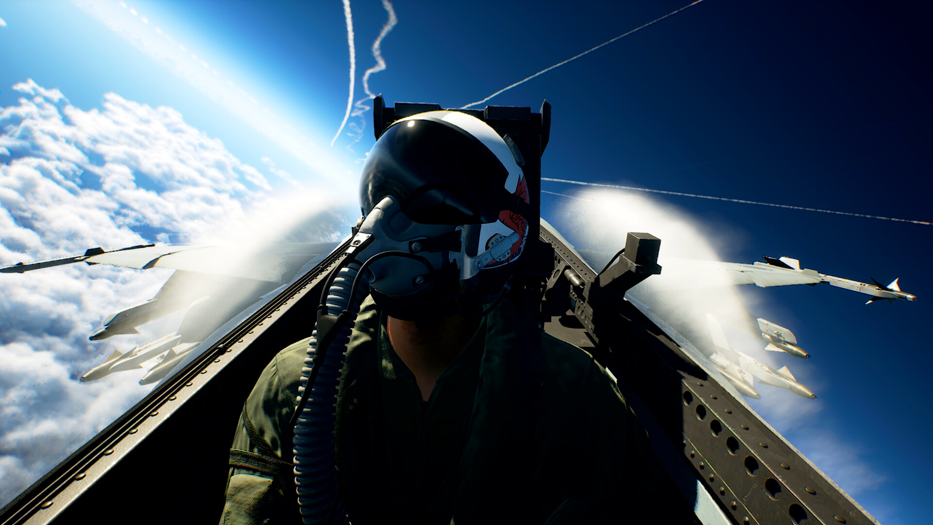 Ace Combat 8: Wings of Theve screenshot: dogfighting above the clouds