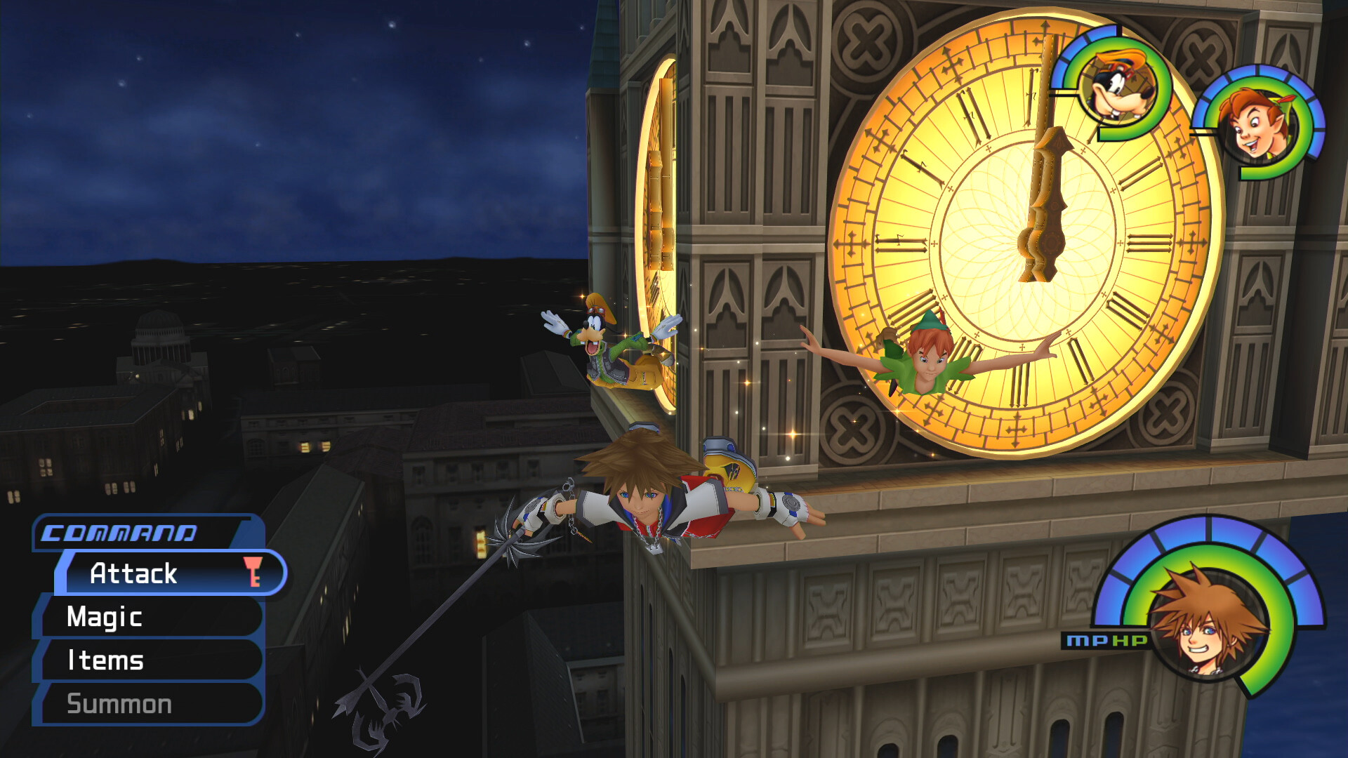 Kingdom Hearts Final Mix screenshot: Sora, Donald and Goofy in the Queen of Hearts' courtroom in Wonderland