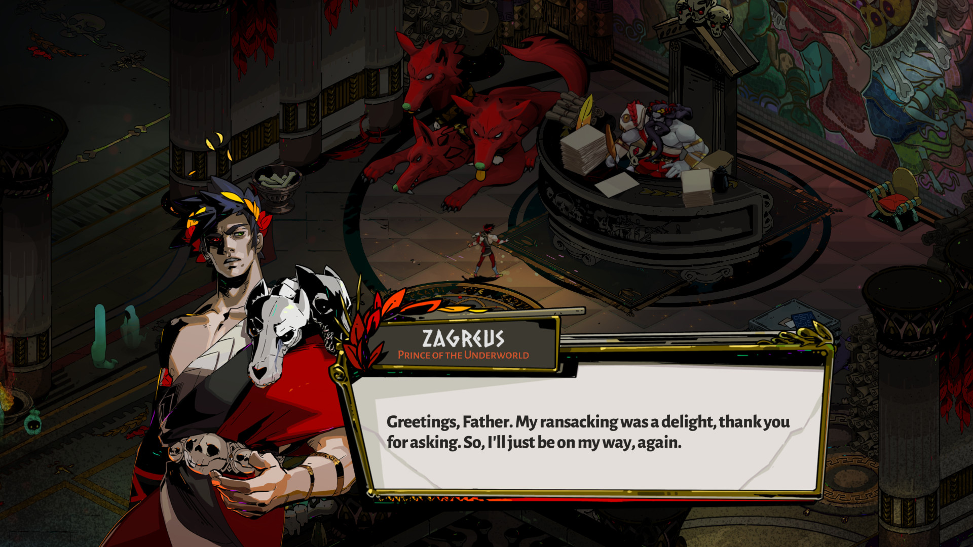 Hades screenshot: Zagreus fighting through the Underworld