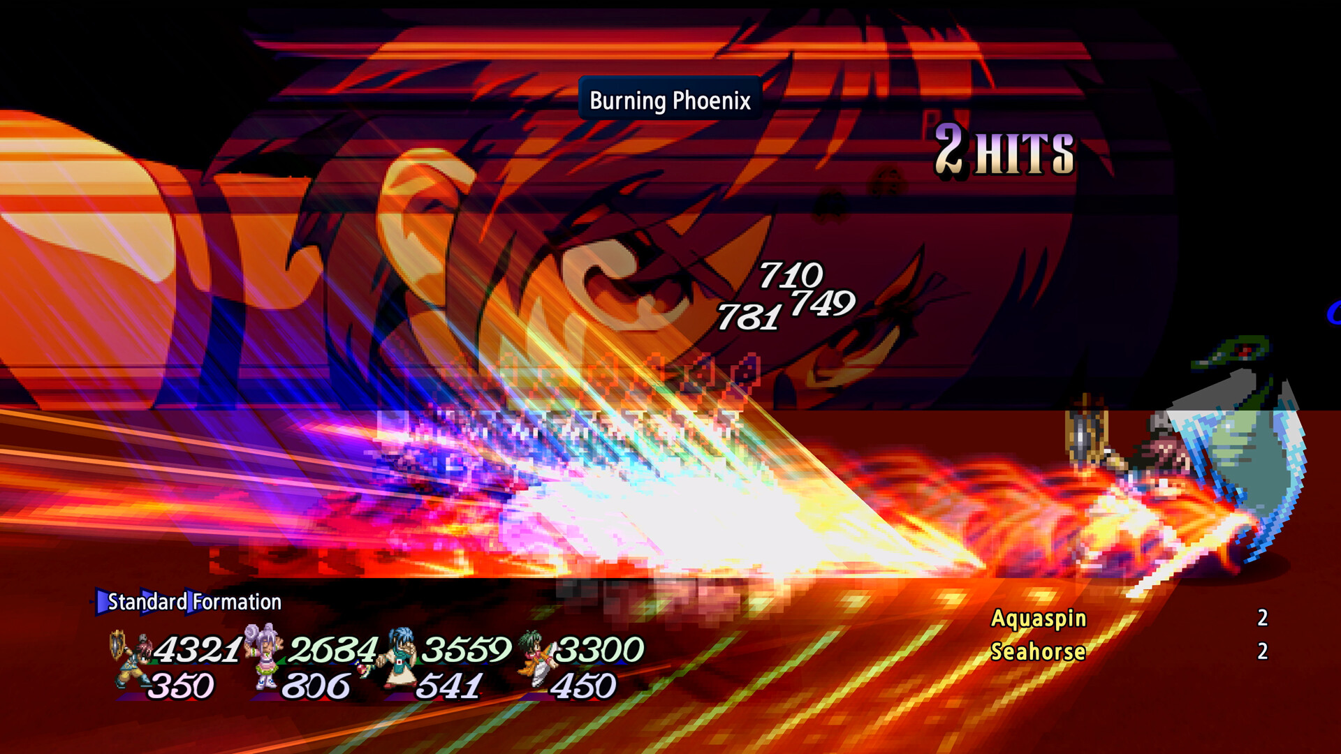 Tales of Eternia Remastered screenshot: a Burning Phoenix arte lands a two-hit combo