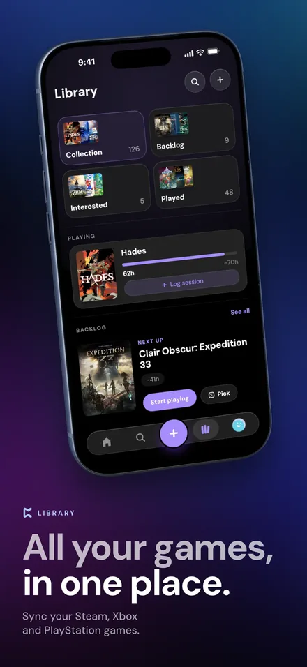 Perthro App Store screenshot: All your games in one place, synced from Steam, Xbox and PlayStation
